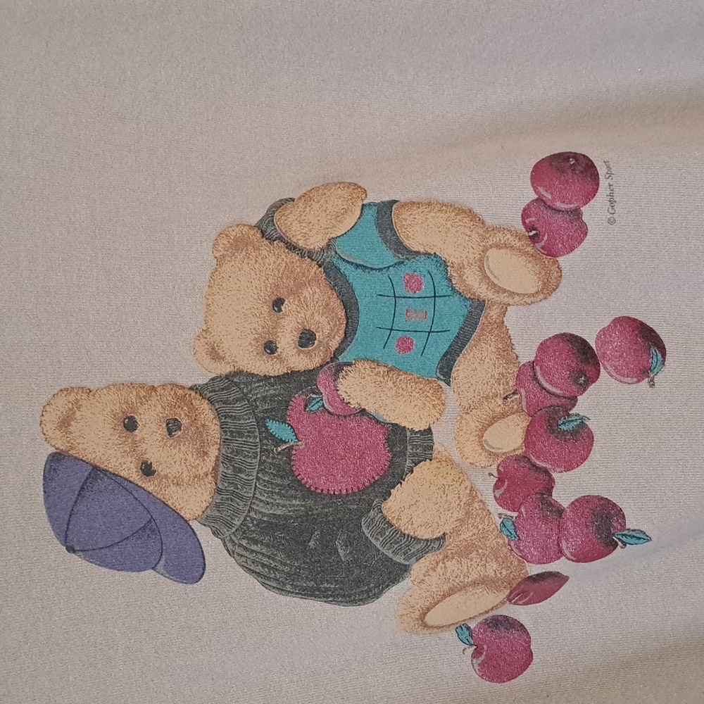 Vintage Gopher Sport Teddy Bear Sweatshirt XL apples bears graphic. - Picture 2 of 7